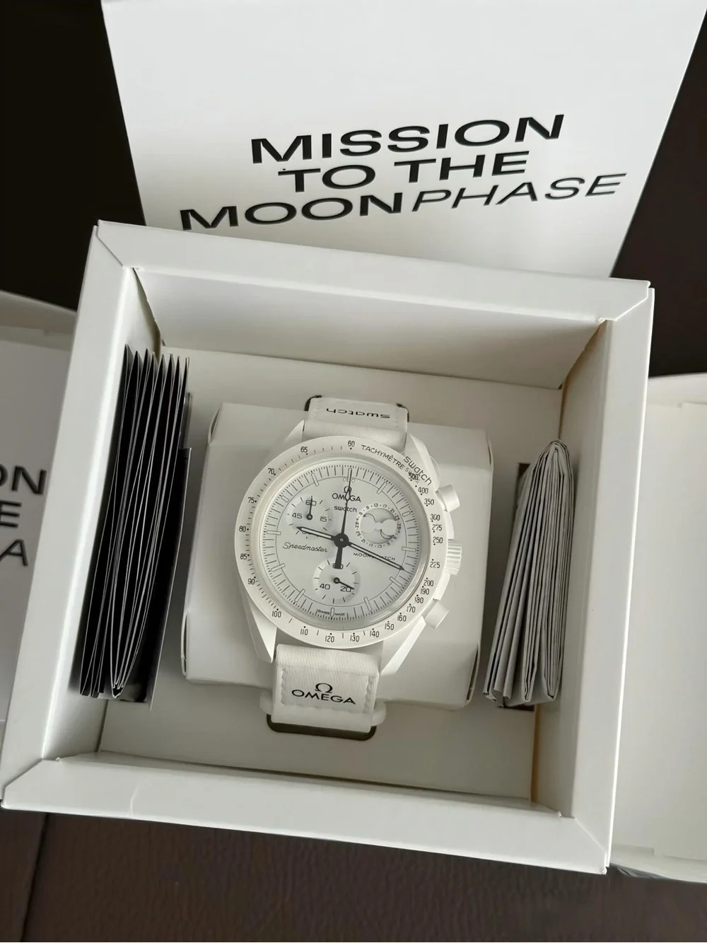 Swatch Omega MoonSwatch White and Black Chronograph Watch Set